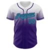 Custom White Teal-Purple Authentic Fade Fashion Baseball Jersey