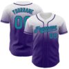 Custom White Teal-Purple Authentic Fade Fashion Baseball Jersey