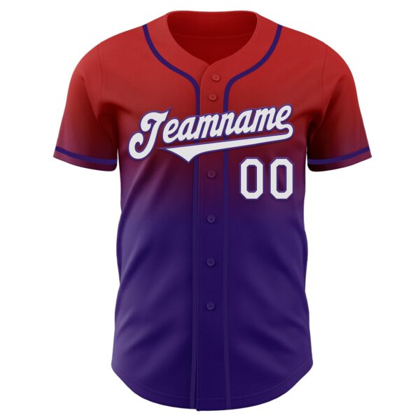 Custom Red White-Purple Authentic Fade Fashion Baseball Jersey