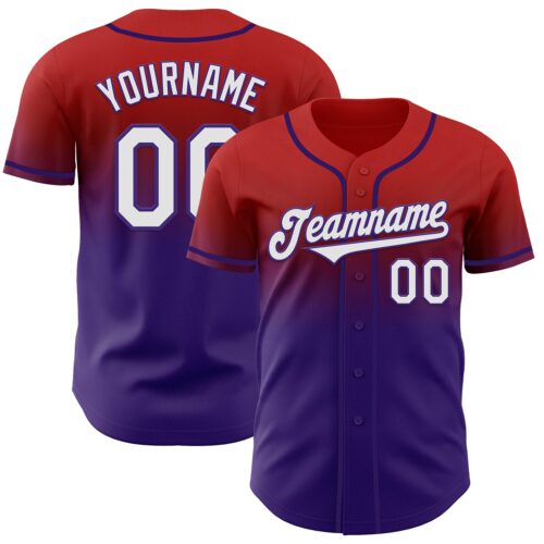 FadeFashion1202 Custom Red White-Purple Authentic Fade Fashion Baseball Jersey