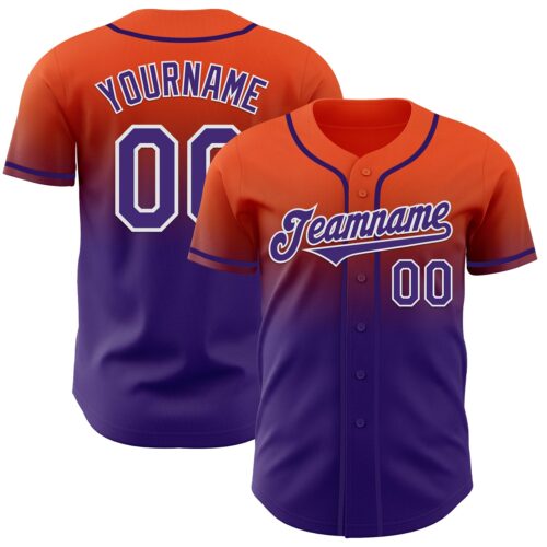 FadeFashion1203 Custom Orange Purple-White Authentic Fade Fashion Baseball Jersey