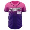 Custom Pink White Purple-Black Authentic Fade Fashion Baseball Jersey