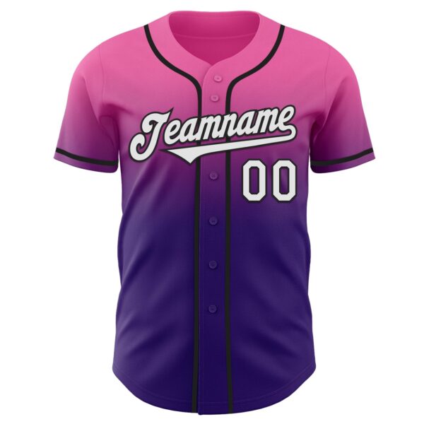 Custom Pink White Purple-Black Authentic Fade Fashion Baseball Jersey