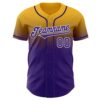 Custom Gold Purple-White Authentic Fade Fashion Baseball Jersey