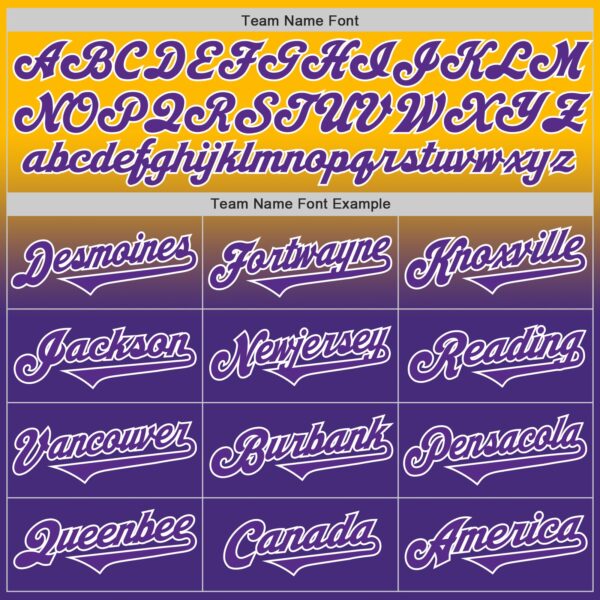 Custom Gold Purple-White Authentic Fade Fashion Baseball Jersey