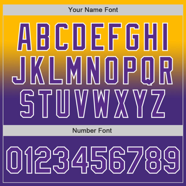 Custom Gold Purple-White Authentic Fade Fashion Baseball Jersey