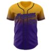 Custom Gold Purple-Black Authentic Fade Fashion Baseball Jersey