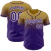 Custom Old Gold Purple-White Authentic Fade Fashion Baseball Jersey