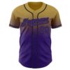 Custom Old Gold Purple-Black Authentic Fade Fashion Baseball Jersey
