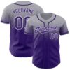 Custom Gray Purple-White Authentic Fade Fashion Baseball Jersey
