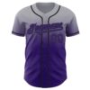 Custom Gray Purple-Black Authentic Fade Fashion Baseball Jersey