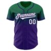Custom Kelly Green White-Purple Authentic Fade Fashion Baseball Jersey
