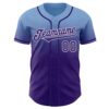 Custom Light Blue Purple-White Authentic Fade Fashion Baseball Jersey