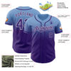 Custom Light Blue Purple-White Authentic Fade Fashion Baseball Jersey