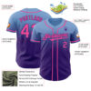 Custom Light Blue Pink-Purple Authentic Fade Fashion Baseball Jersey