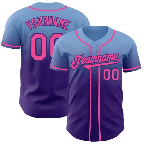 FadeFashion1215 Custom Light Blue Pink-Purple Authentic Fade Fashion Baseball Jersey