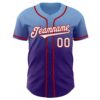 Custom Light Blue White Purple-Red Authentic Fade Fashion Baseball Jersey