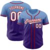 Custom Light Blue White Purple-Red Authentic Fade Fashion Baseball Jersey
