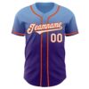 Custom Light Blue White Purple-Orange Authentic Fade Fashion Baseball Jersey