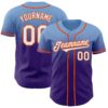 Custom Light Blue White Purple-Orange Authentic Fade Fashion Baseball Jersey