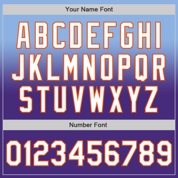 Custom Light Blue White Purple-Orange Authentic Fade Fashion Baseball Jersey