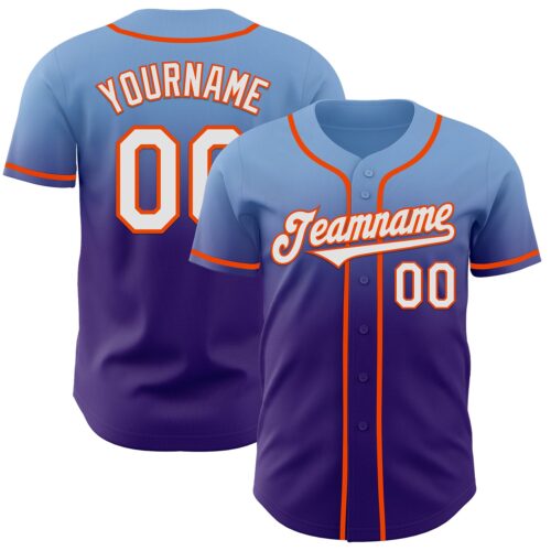 FadeFashion1217 Custom Light Blue White Purple-Orange Authentic Fade Fashion Baseball Jersey