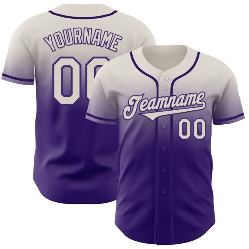 FadeFashion1218 Custom Cream Purple Authentic Fade Fashion Baseball Jersey
