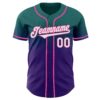 Custom Teal White Purple-Pink Authentic Fade Fashion Baseball Jersey