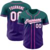 Custom Teal White Purple-Pink Authentic Fade Fashion Baseball Jersey