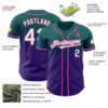 Custom Teal White Purple-Pink Authentic Fade Fashion Baseball Jersey
