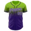 Custom Neon Green Purple-White Authentic Fade Fashion Baseball Jersey