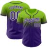 Custom Neon Green Purple-White Authentic Fade Fashion Baseball Jersey