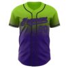 Custom Neon Green Purple-Black Authentic Fade Fashion Baseball Jersey