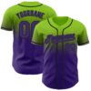 Custom Neon Green Purple-Black Authentic Fade Fashion Baseball Jersey