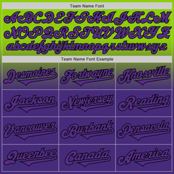 Custom Neon Green Purple-Black Authentic Fade Fashion Baseball Jersey