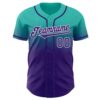 Custom Aqua Purple-White Authentic Fade Fashion Baseball Jersey