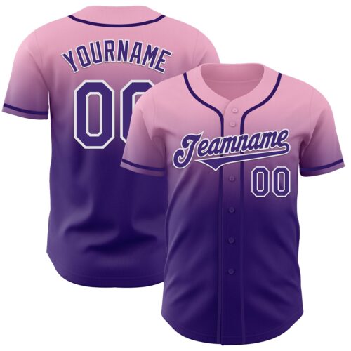 FadeFashion1226 Custom Light Pink Purple-White Authentic Fade Fashion Baseball Jersey