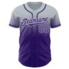 Custom Silver Purple-White Authentic Fade Fashion Baseball Jersey