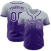 Custom Silver Purple-White Authentic Fade Fashion Baseball Jersey