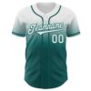 Custom White Teal Authentic Fade Fashion Baseball Jersey
