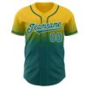 Custom Yellow Teal-White Authentic Fade Fashion Baseball Jersey