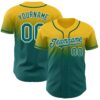 Custom Yellow Teal-White Authentic Fade Fashion Baseball Jersey