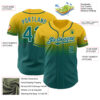 Custom Yellow Teal-White Authentic Fade Fashion Baseball Jersey