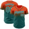 Custom Orange Teal-White Authentic Fade Fashion Baseball Jersey