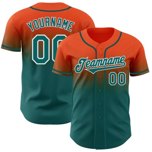 FadeFashion1232 Custom Orange Teal-White Authentic Fade Fashion Baseball Jersey