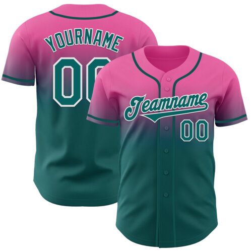 FadeFashion1233 Custom Pink Teal-White Authentic Fade Fashion Baseball Jersey
