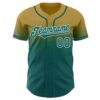Custom Old Gold Teal-White Authentic Fade Fashion Baseball Jersey