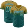 Custom Old Gold Teal-White Authentic Fade Fashion Baseball Jersey