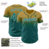 Custom Old Gold Teal-White Authentic Fade Fashion Baseball Jersey