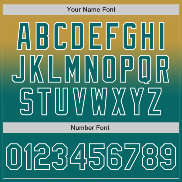 Custom Old Gold Teal-White Authentic Fade Fashion Baseball Jersey